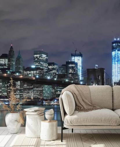 dark new york city wallpaper mural called Brooklyn Bridge New York for bedrooms, living rooms and more