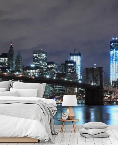 dark new york city wallpaper mural called Brooklyn Bridge New York for bedrooms, living rooms and more