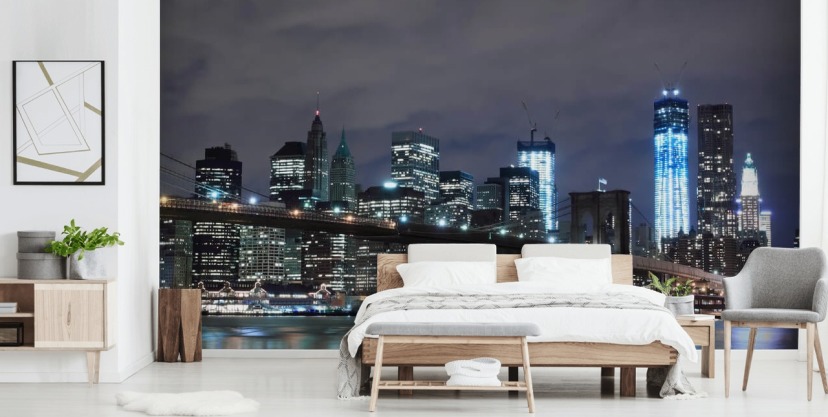Cuadro Mural De Nueva York En Lienzo - Horizonte De La Ciudad En Estilo Moderno Para Decorar