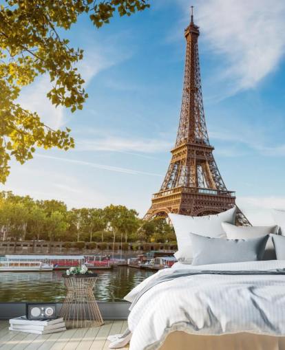 papel pintado torre eiffel en un día soleado