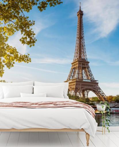 papel pintado torre eiffel en un día soleado