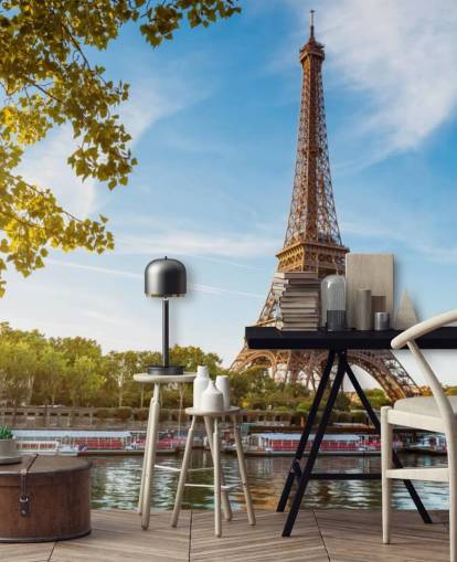 papel pintado torre eiffel en un día soleado