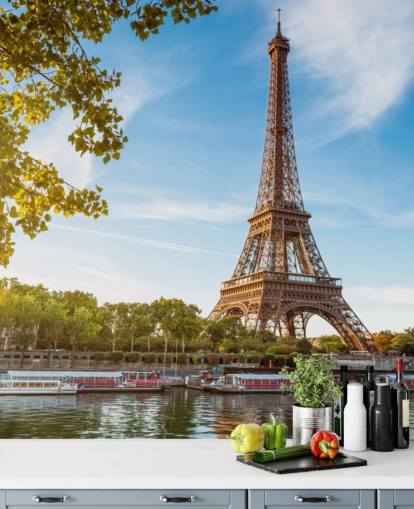 eiffeltoren op een zonnige dag behang