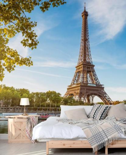 papel pintado torre eiffel en un día soleado