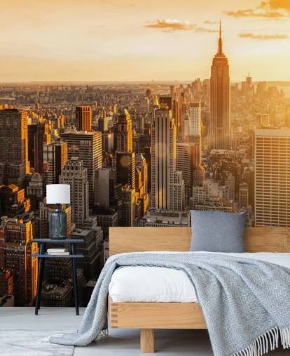 benutzerdefinierte New Yorker Skyline-Tapete namens Sunrise New York für Wohnzimmer, Schlafzimmer und Büros benutzerdefinierte New Yorker Skyline-Tapete namens Sunrise New York für Wohnzimmer, Schlafzimmer und Büros