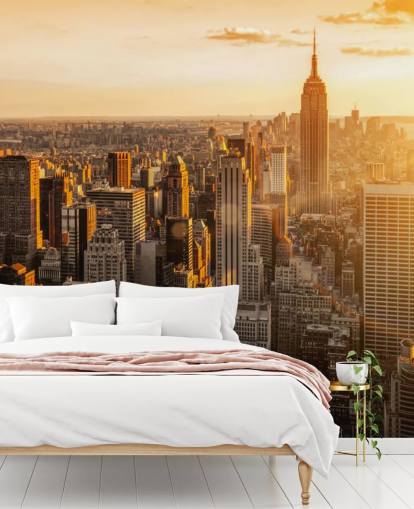 benutzerdefinierte New Yorker Skyline-Tapete namens Sunrise New York für Wohnzimmer, Schlafzimmer und Büros benutzerdefinierte New Yorker Skyline-Tapete namens Sunrise New York für Wohnzimmer, Schlafzimmer und Büros