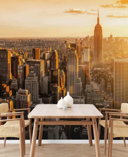 custom new york skyline wallpaper called Sunrise New York for living rooms, bedrooms and offices