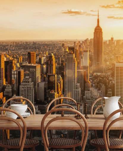 tilpasset new york skyline tapet kalt Sunrise New York for stuer, soverom og kontorer