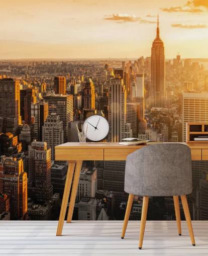 custom new york skyline wallpaper called Sunrise New York for living rooms, bedrooms and offices custom new york skyline wallpaper called Sunrise New York for living rooms, bedrooms and offices