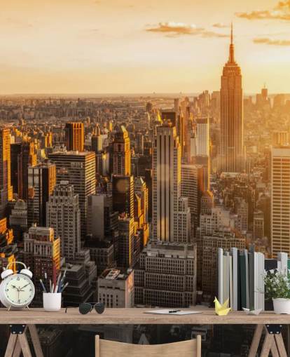 custom new york skyline wallpaper called Sunrise New York for living rooms, bedrooms and offices