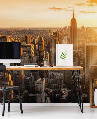 custom new york skyline wallpaper called Sunrise New York for living rooms, bedrooms and offices