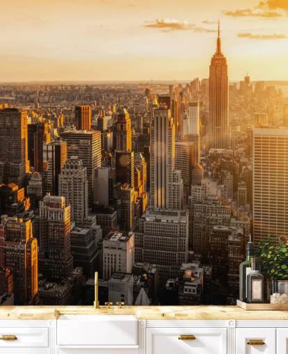 anpassad new york skyline tapet som heter Sunrise New York för vardagsrum, sovrum och kontor anpassad new york skyline tapet som heter Sunrise New York för vardagsrum, sovrum och kontor