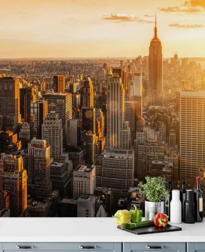 papel pintado personalizado del horizonte de Nueva York llamado Sunrise New York para salas de estar, dormitorios y oficinas papel pintado personalizado del horizonte de Nueva York llamado Sunrise New York para salas de estar, dormitorios y oficinas