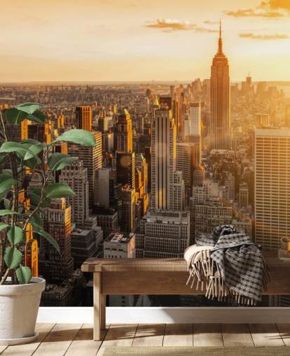 benutzerdefinierte New Yorker Skyline-Tapete namens Sunrise New York für Wohnzimmer, Schlafzimmer und Büros