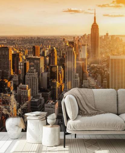 custom new york skyline wallpaper called Sunrise New York for living rooms, bedrooms and offices