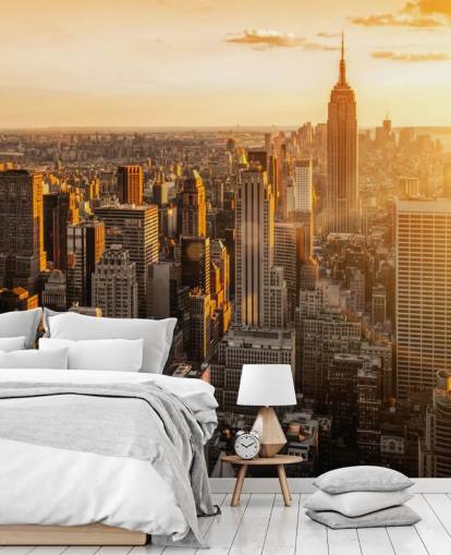 custom new york skyline wallpaper called Sunrise New York for living rooms, bedrooms and offices