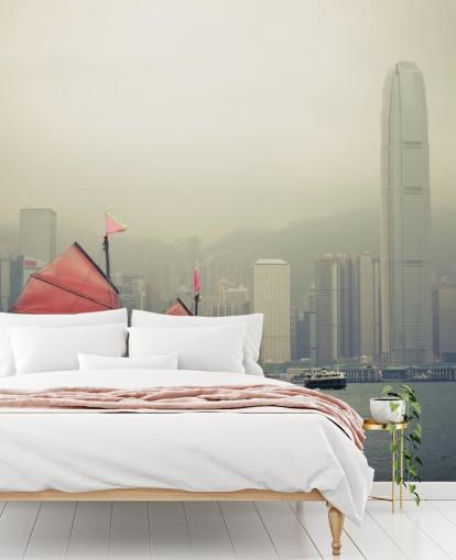 papel pintado misty hong kong con barco
