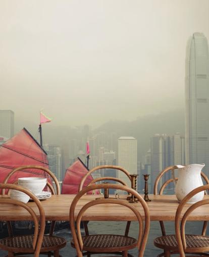 sumuinen hong kong veneen taustakuva