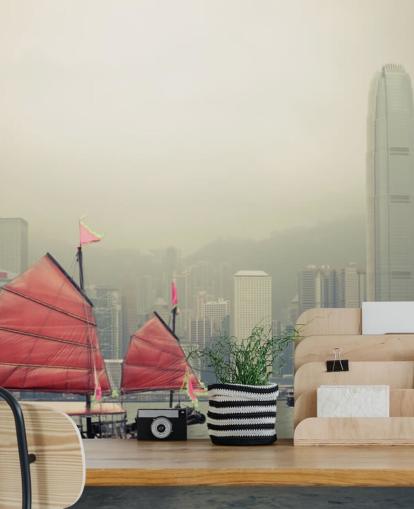 nebliger Hong Kong mit Boots-Tapete