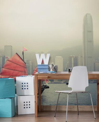 dimmiga hong kong med båt tapeter