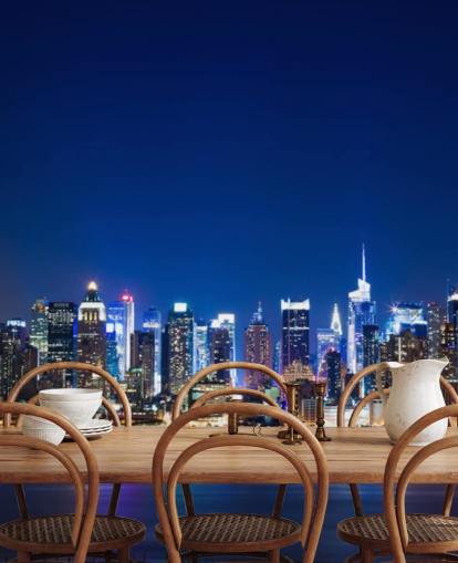 blue new york cityscape wallpaper mural called Manhattan Night Skyline for bedrooms and offices blue new york cityscape wallpaper mural called Manhattan Night Skyline for bedrooms and offices