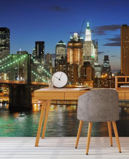 vue du pont de Brooklyn la nuit fond d'écran