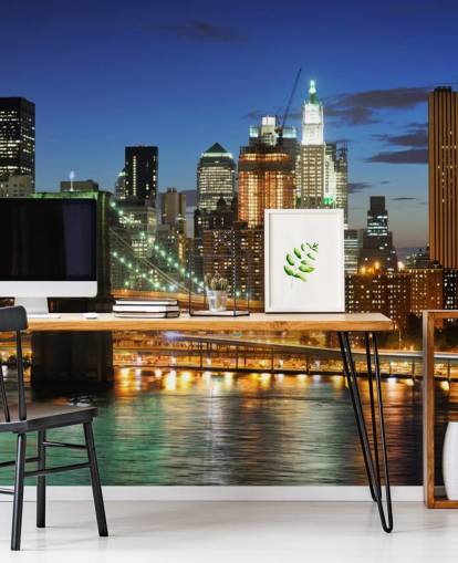 vista da ponte de brooklyn à noite papel de parede