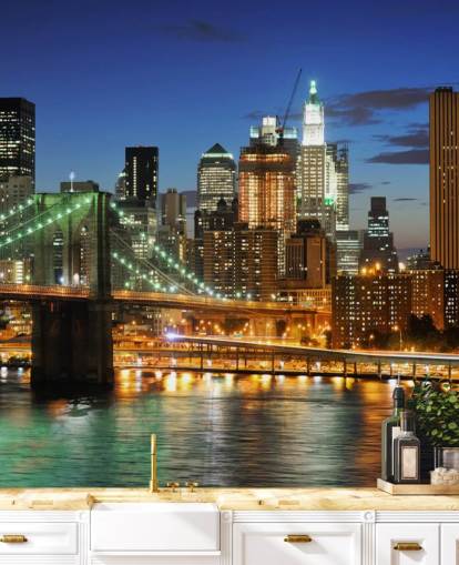 utsikt over Brooklyn bridge om natten tapet