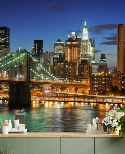 vue du pont de Brooklyn la nuit fond d'écran