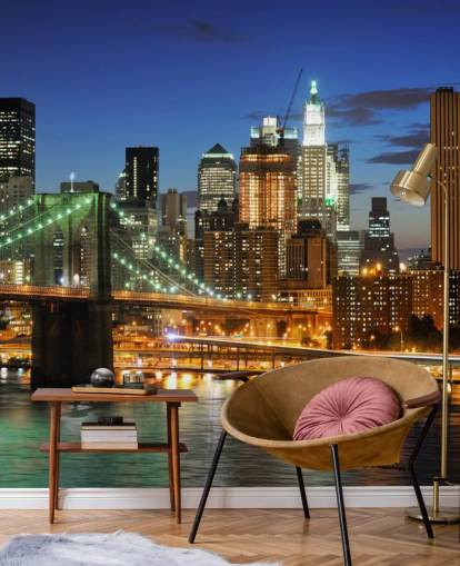 utsikt over Brooklyn bridge om natten tapet