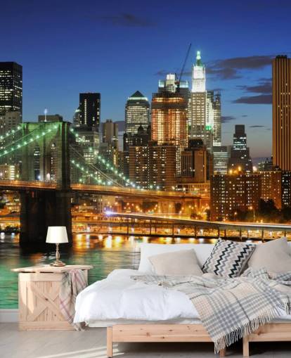 Blick auf die Brooklyn Bridge bei Nacht Tapete Blick auf die Brooklyn Bridge bei Nacht Tapete