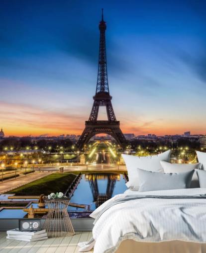 Paris at Night Sunset Wallpaper