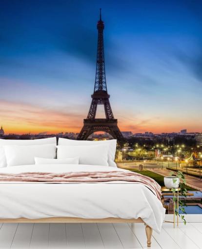 Paris at Night Sunset Wallpaper