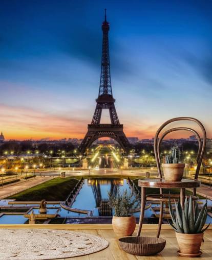 Paris at Night Sunset Wallpaper