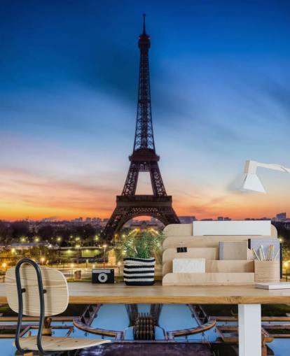 Paris at Night Sunset Wallpaper