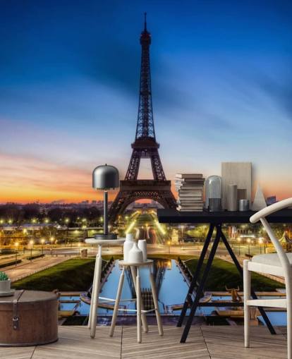 Paris bei Nacht Sonnenuntergang Wallpaper