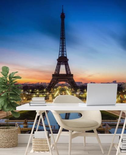 Paris at Night Sunset Wallpaper