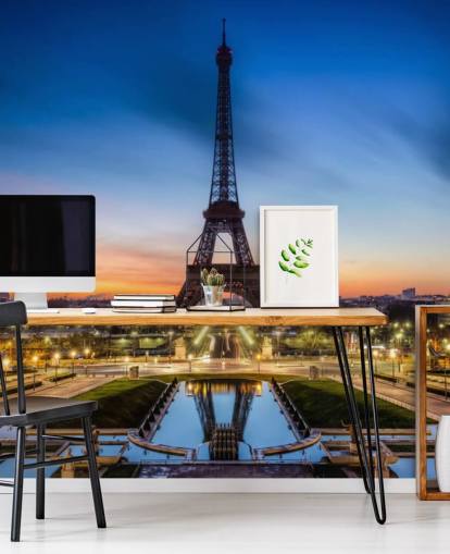 Paris at Night Sunset Wallpaper