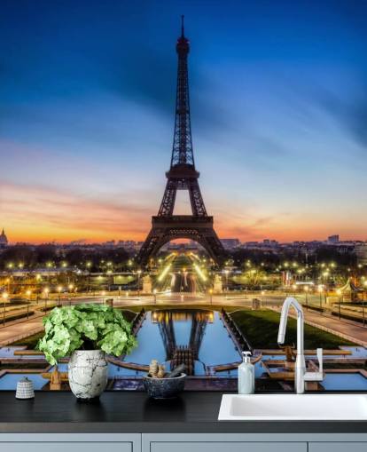 Paris på natten Sunset Bakgrund Paris på natten Sunset Bakgrund