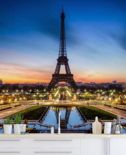 Paris bei Nacht Sonnenuntergang Wallpaper