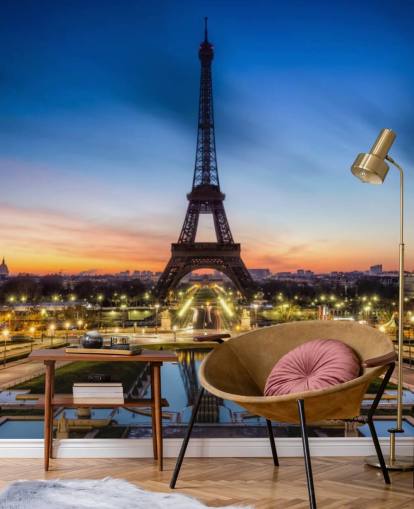 Paris om natten solnedgang tapet Paris om natten solnedgang tapet