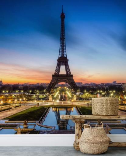 Paris at Night Sunset Wallpaper