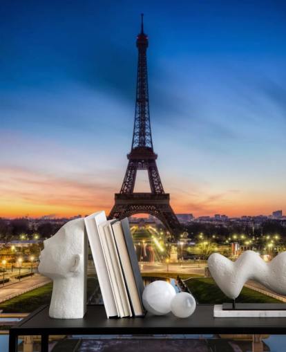 Paris bei Nacht Sonnenuntergang Wallpaper