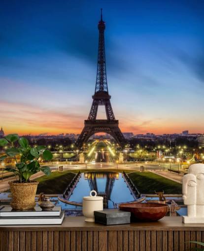 Paris om natten solnedgang tapet