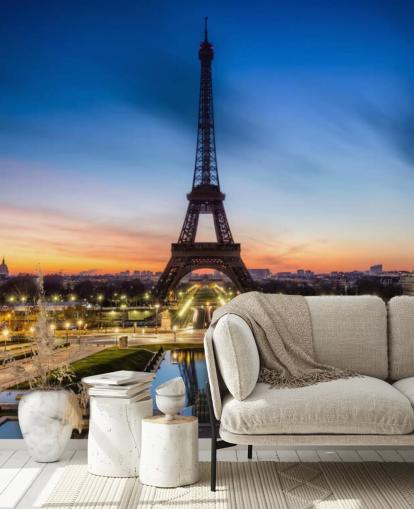 Paris om natten solnedgang tapet