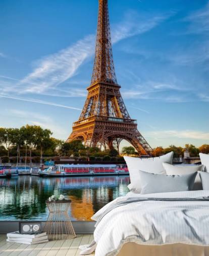 retrato de la torre eiffel reflejando en papel pintado agua retrato de la torre eiffel reflejando en papel pintado agua