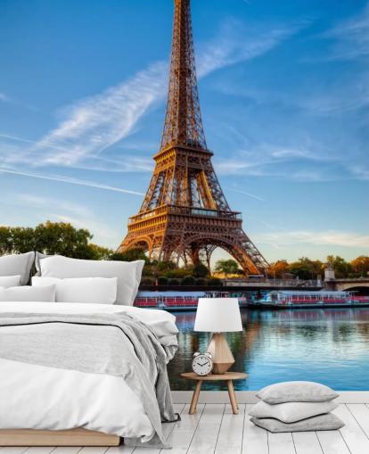 eiffel-torni muotokuva heijastuu vedessä tapetti