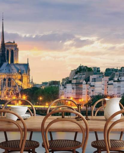 Notre Dame and River Wall Mural Notre Dame and River Wall Mural