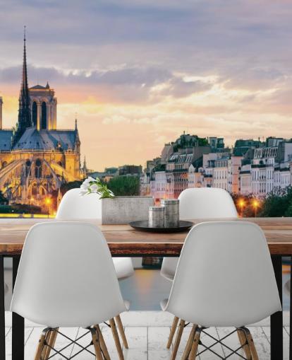 Muurschildering Notre Dame en riviermuur