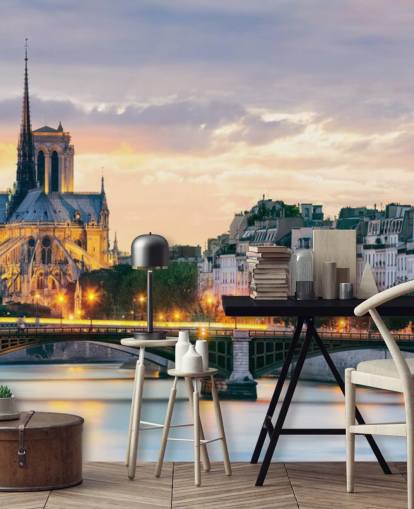 Mural de pared Notre Dame y el río